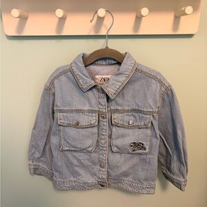 Zara Disney Minnie Mouse Light Blue Denim Jacket